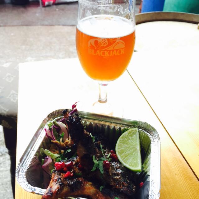 GRUBMCR's tweet photo. Jerk'd Lamb chops by @mughli and @mcrstreetfood paired with @RunawayBrewery Rye IPA. NEXT LEVEL. #ShebeenTakeover http://t.co/3pM7wCTZNF