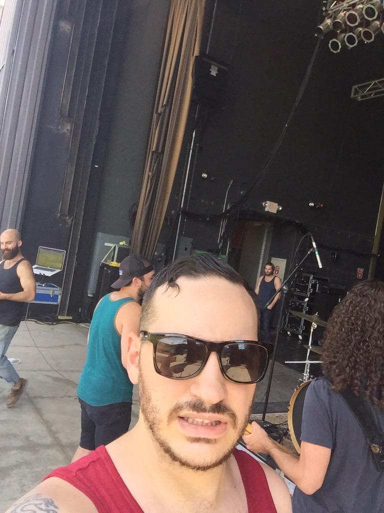 jfina's tweet photo. Behind the scenes before our set at LC Pavilion yesterday. #digisaurus #CD1025SummerFestival #sunburn #toodamnearly http://t.co/UqGWYdLdW1