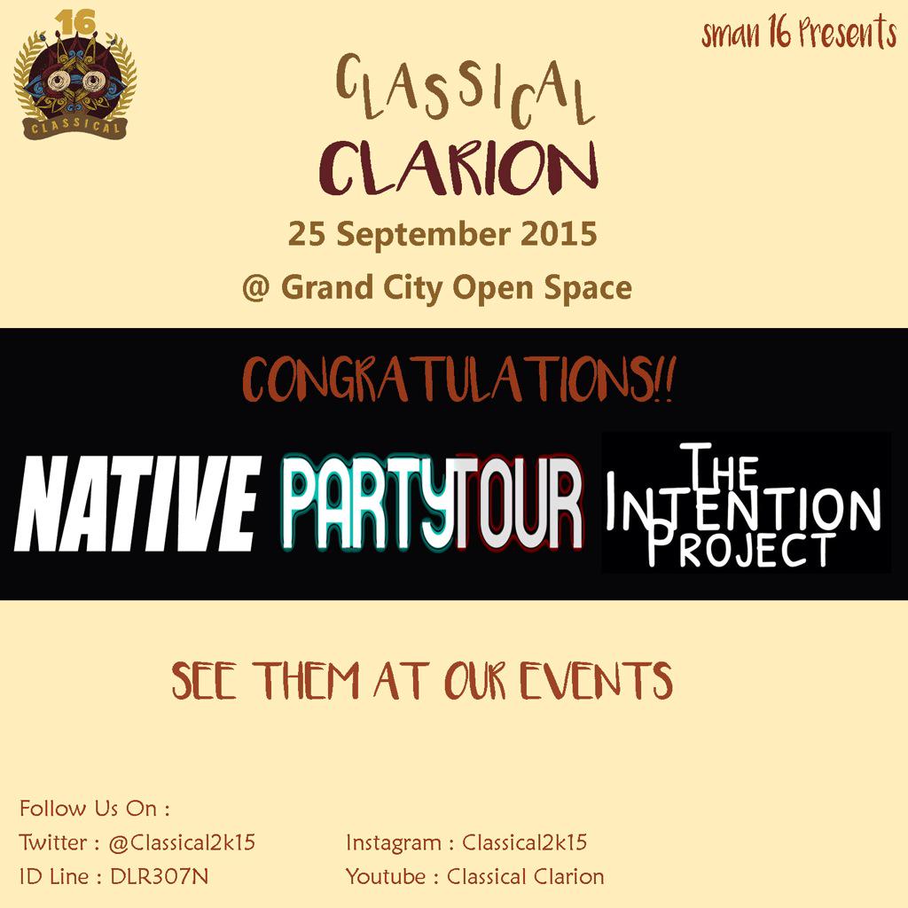Halo-halo ini dia hasilnya!!! pemenang audisi band yang akan tampil di Classical Clarion 2k15