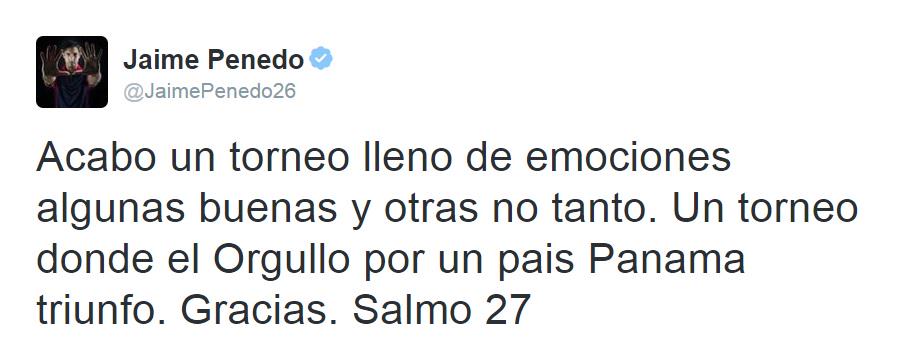tvnnoticias's tweet photo. Mensaje del portero panameño, @JaimePenedo26 tras concluir participación en #CopaOroMax http://t.co/gFRHp3udPq