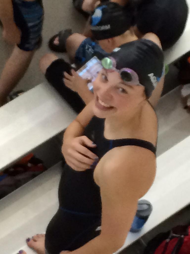 DrewWrigley's tweet photo. The face of a happy 400m swimmer~ way to win your heat, Superstar! Great 3 days! #funatthepool http://t.co/U1l6YdOK21