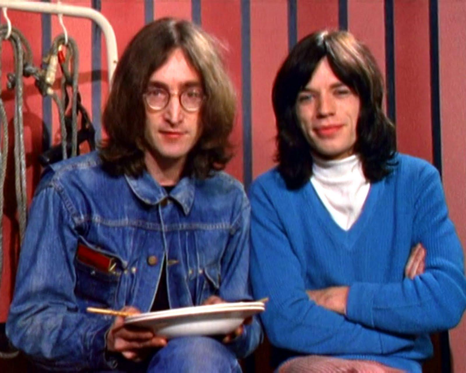 John Lennon and Mick Jagger .
Rock n Roll Circus 
Happy Birthday Mick ! 