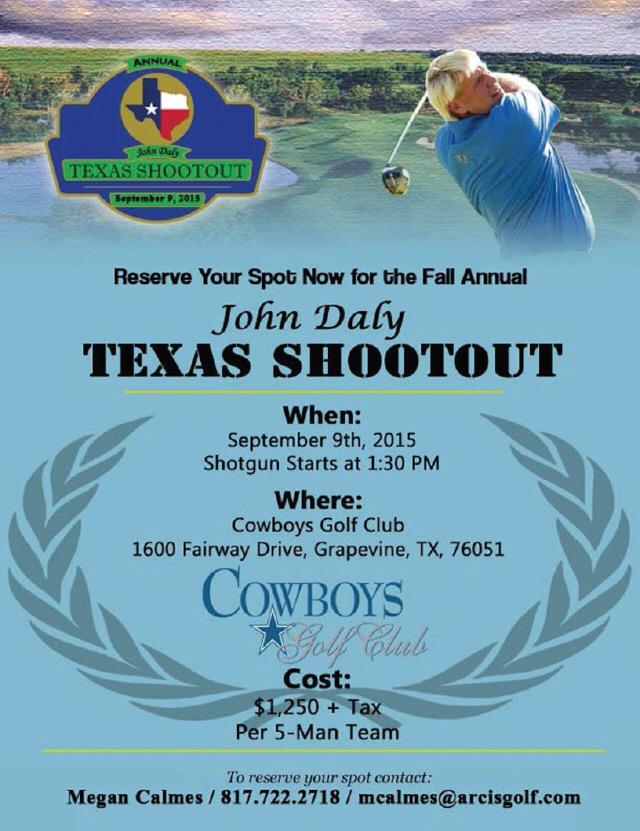 Get your team together for the John Daly Texas Shootout <a href="/CowboysGolfClub/">Cowboys Golf Club</a> 9/9 #dfwgolf