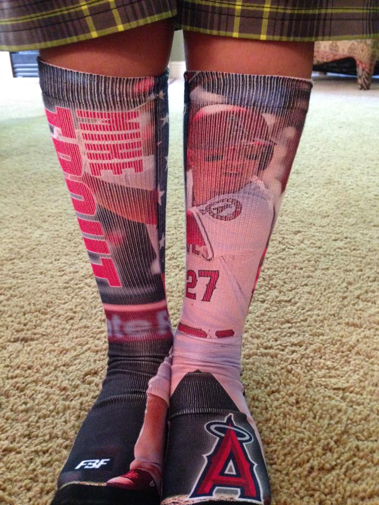  Happy 9th Birthday to a great son. Looking good in his new Mike Trout socks. 