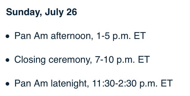 CBCPanam's tweet photo. Today's CBC TV schedule; Visit http://t.co/GWbs4rIPnz for the online listings. #CBCPanAm #PanAm2015 http://t.co/MB5RpuBlex