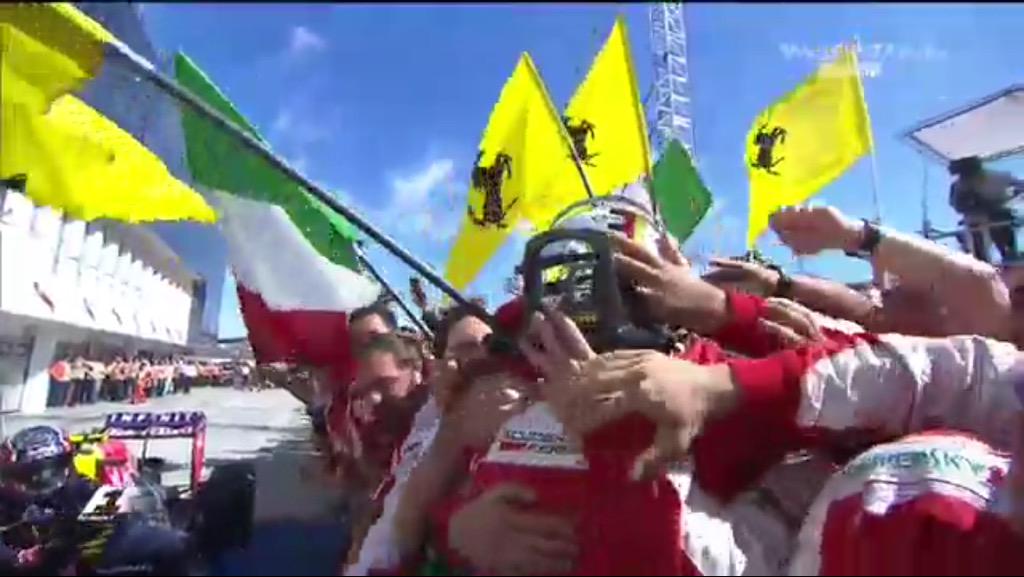 gioquini's tweet photo. Dancing with the winner! #SkyMotori #SkyF1 #Ferrari #CiaoJules #Vettel @ScuderiaFerrari ☝🏼️ http://t.co/oNyKJNzlO8
