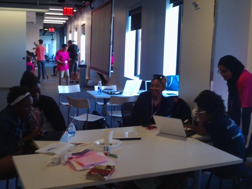 VolunteerBGCNYC's tweet photo. #Team10 using #balsamiq to build #MyStory, a reading app! π #BGChackathon. @harlo mentoring these #futuretechdivas http://t.co/RwCehx2ogc