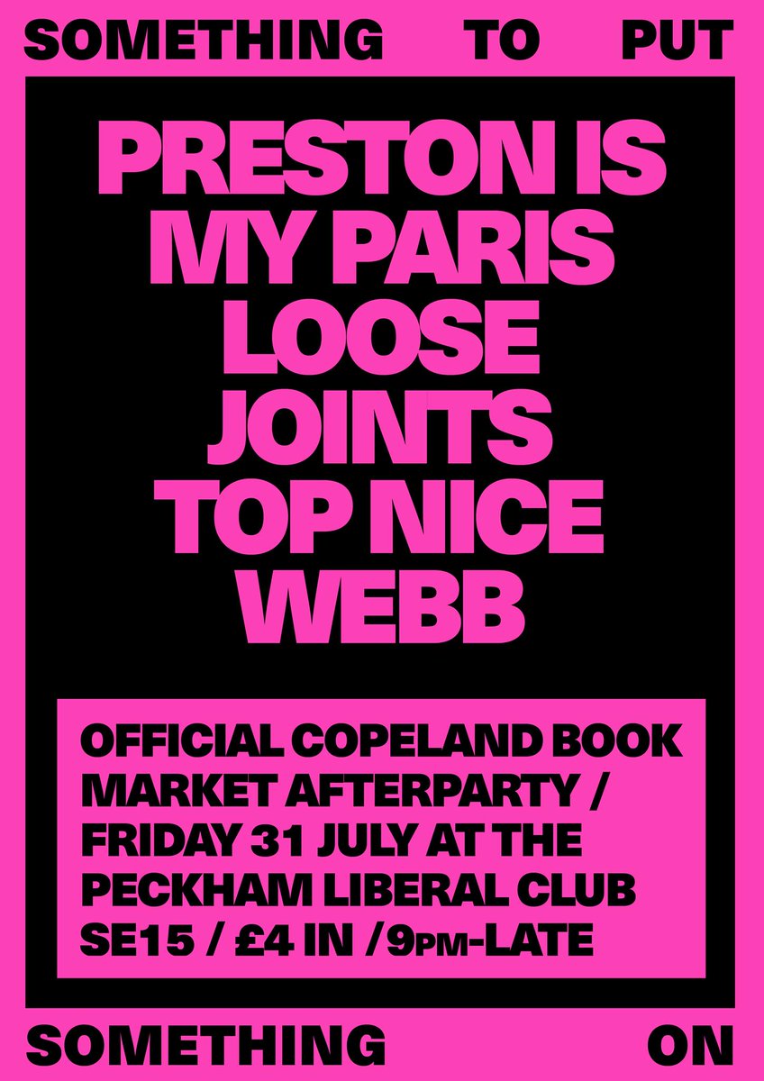 .<a href="/copelandbook/">Copeland Book Market</a> opens Friday - get down - party at the liberal club after w/ @PrestonParis @l___s_c_____n et al.