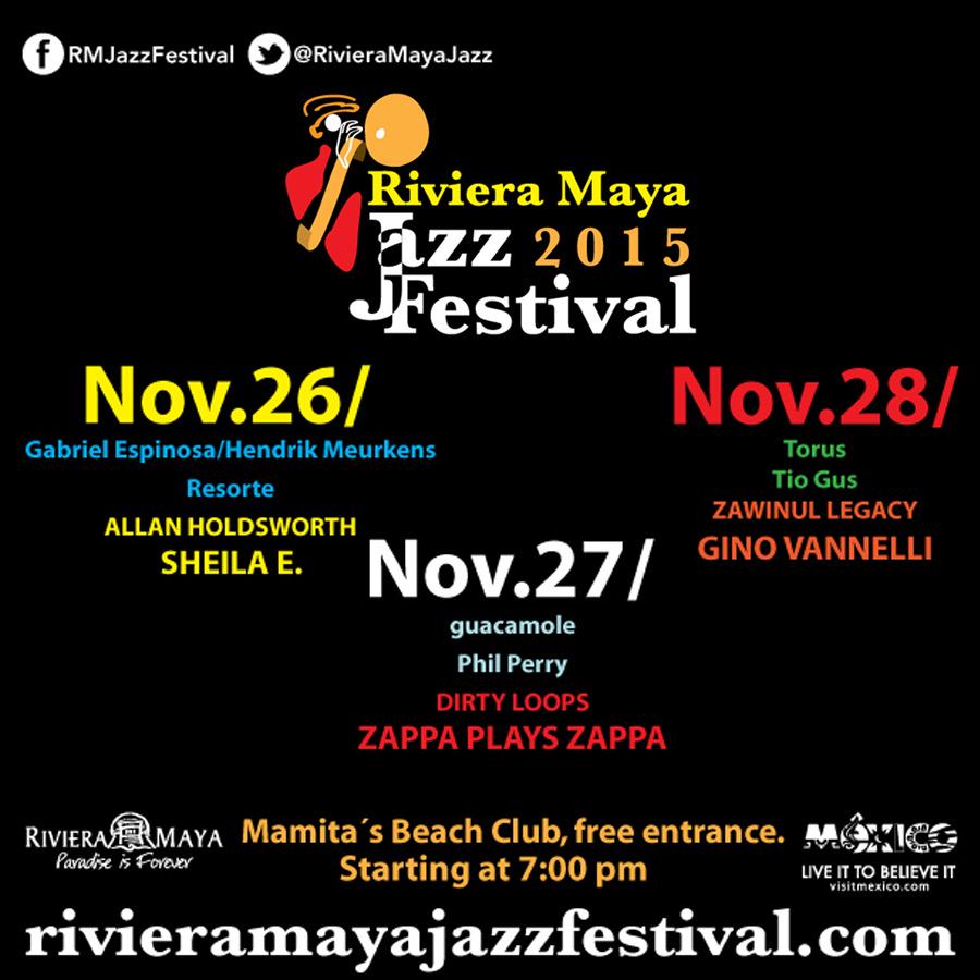 MexCMusicFest's tweet photo. "@playaenmano: #RMJazz 2015 26-28 19:00hrs @MamitasBeach Entrada Libre" https://t.co/5AJb20uioI