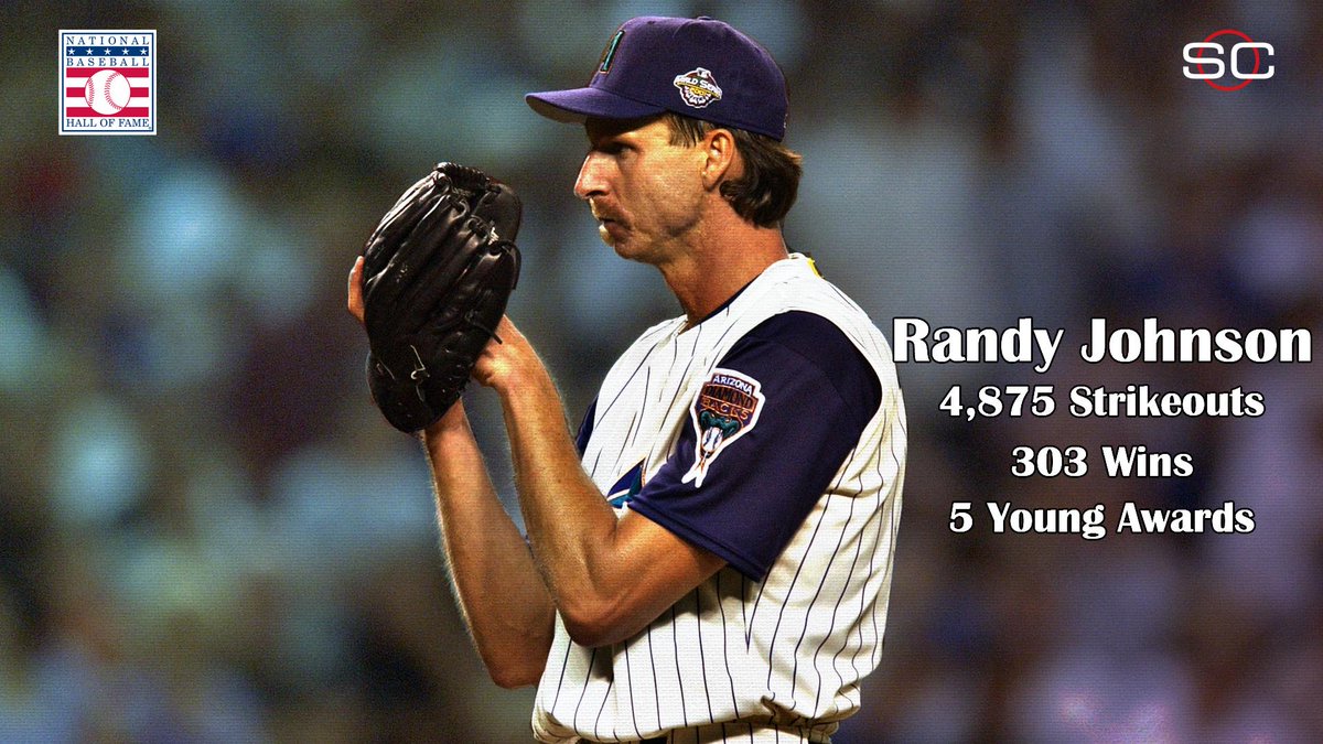 SportsCenter's tweet photo. It's your turn Big Unit! Randy Johnson is now 1st to enter Baseball Hall of Fame as member of Diamondbacks. http://t.co/Fpx5LwwPbf