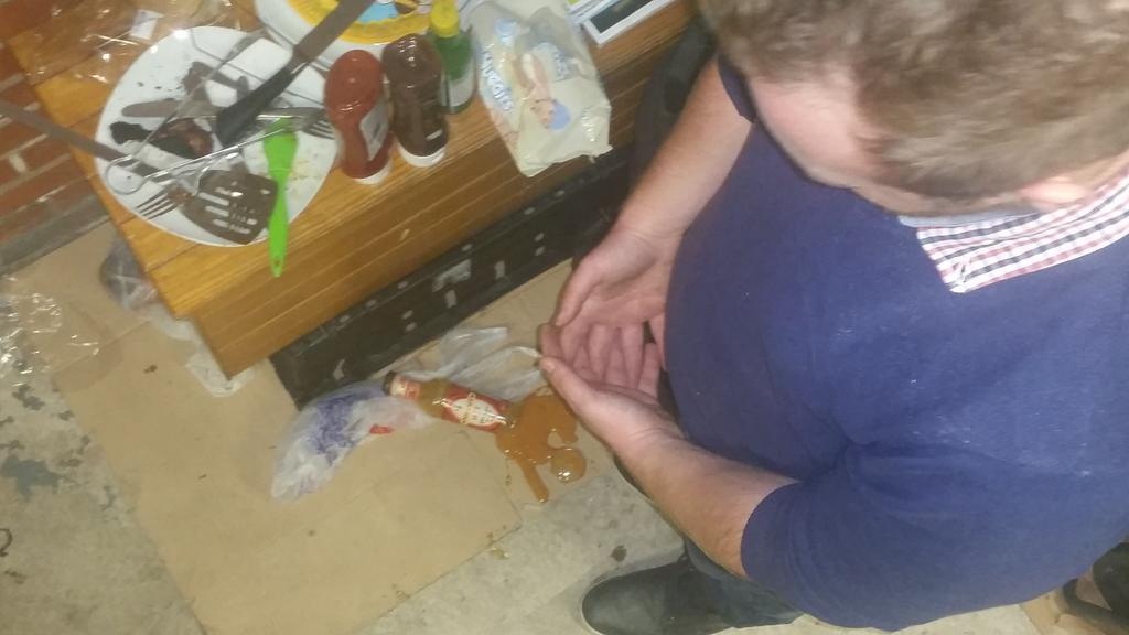 Dan_JH89's tweet photo. A few solemn words being said for the fallen Nandos peri-peri hot sauce 😢 @NandosUK http://t.co/PvB8DP3E5C