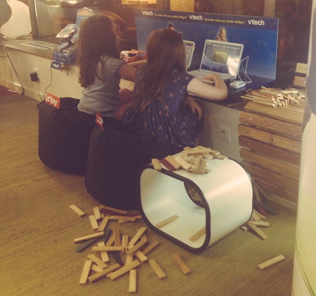 CommsCuthbert's tweet photo. What a great idea @ibisHotels_FR @vtechtoys #games #playroom 2 x happy faces after a long drive http://t.co/BBxKh6NfPx