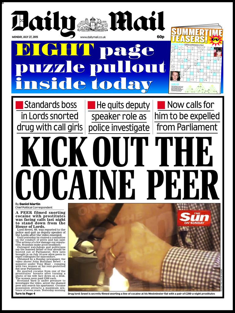 Kick out the Cocaine Peer - He Quits as Deputy Speaker....... Now Calls for peer to be expelled from Parliament. CK3tfm4WoAELkLO