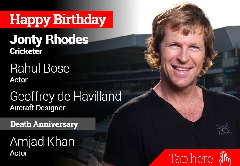 Homage Amjad Khan. Happy Birthday Jonty Rhodes, Rahul Bose, Geoffrey de Havilland 