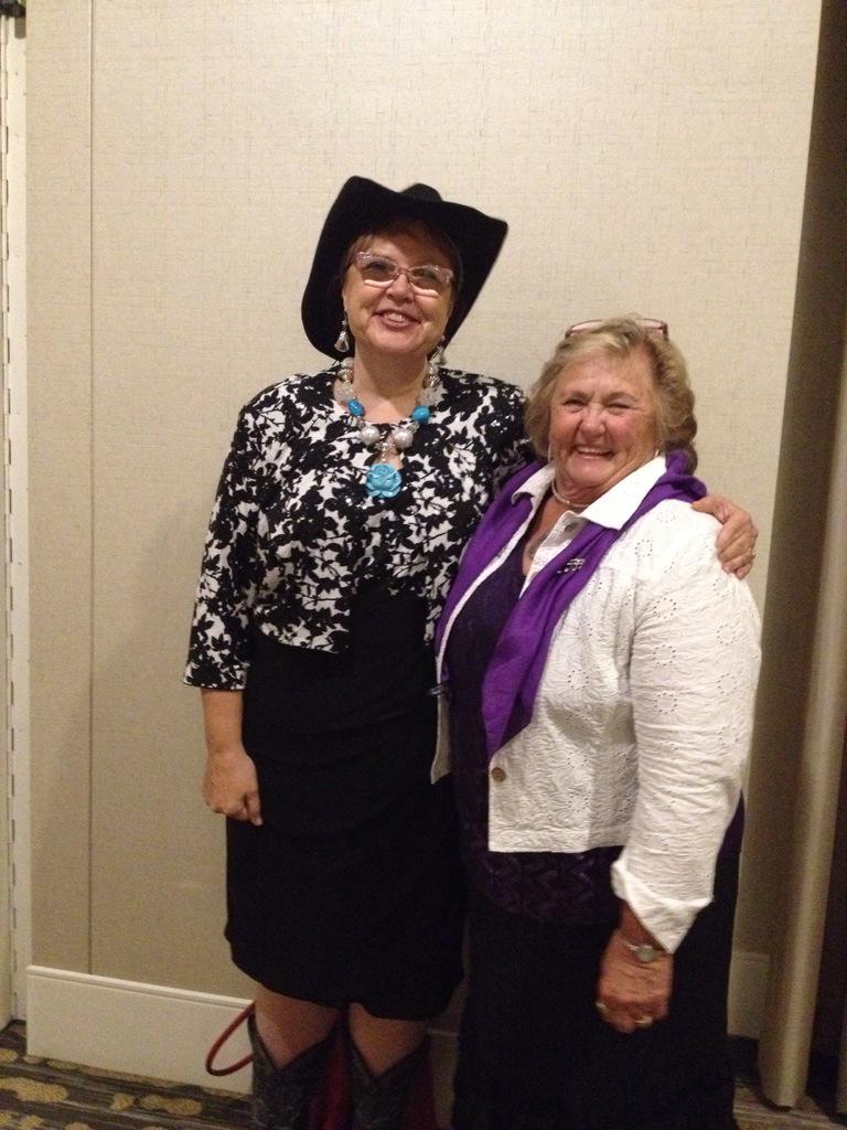 GolferColorado's tweet photo. Sue Pettit, Colorado state president, and Kathy Flynn at Boots and Bling. #SWRC2015 http://t.co/xKbY9MhaUe