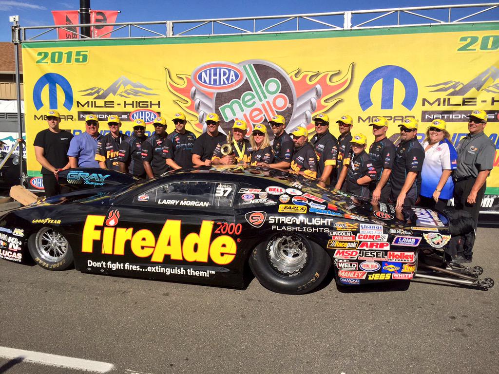 Winners!! @FireAdeRacing #LarryMorgan takes #GrayMotorsports power to the winner's circle at #NHRA #MileHighNats!