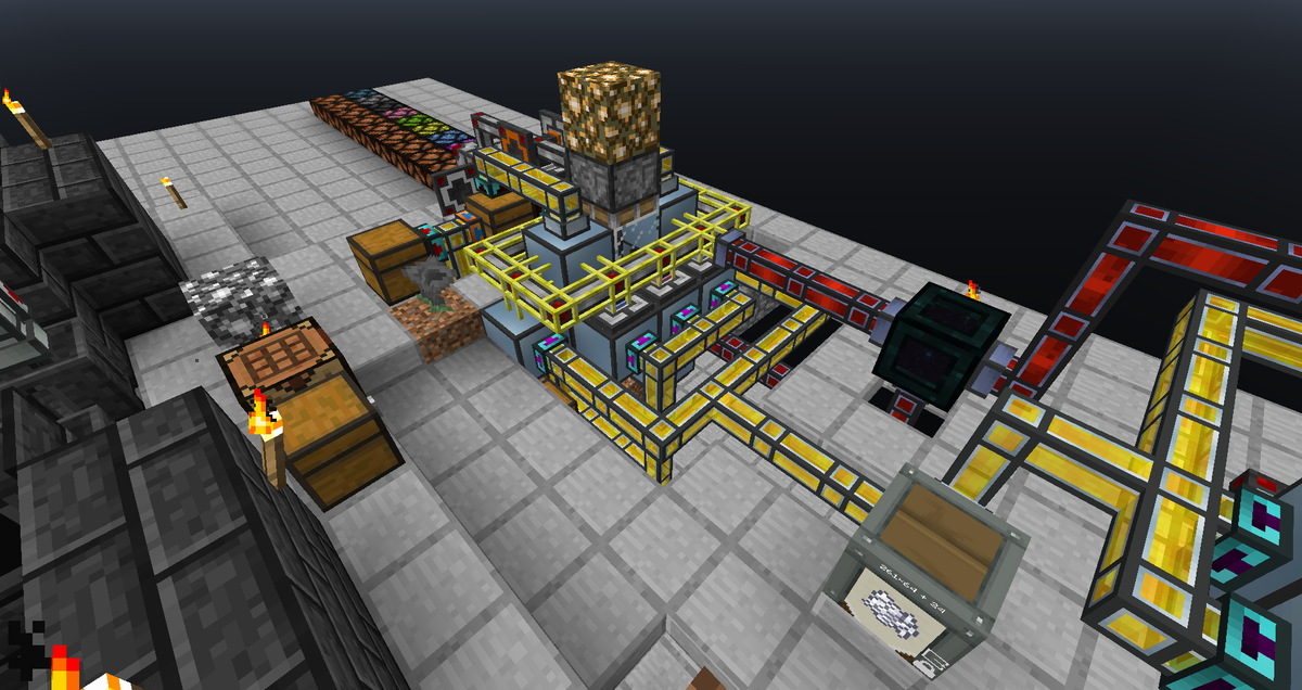 Steves_Carts's tweet photo. This is an automatic flower breeder (getting the AgriCraft 10/10/10 seeds). Built in Agrarian Skies 2. http://t.co/oTuzIRENbv