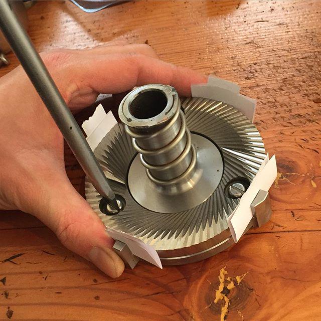 Installing our new EK43 coffee burrs, important to make sure they are properly aligned.