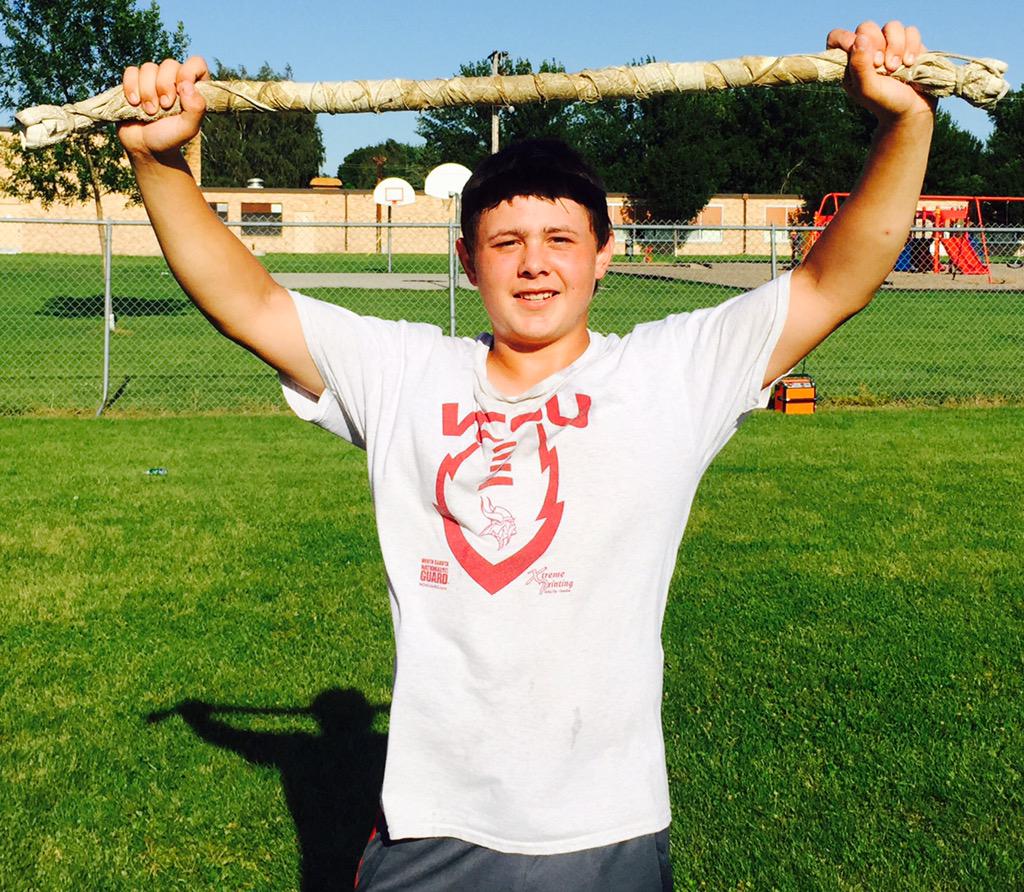 LarimoreFB's tweet photo. Congratulations to Kaiden Brandenburger for being the Towel Pull Champion of the 2015 Larimore Football Camp! http://t.co/V8dLkcQ0Qm