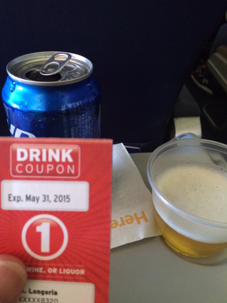 Expired drink coupon + @SouthwestAir #Aggie flight attendant = free drink #noproblem #12thMan #GigEm #ringmatch