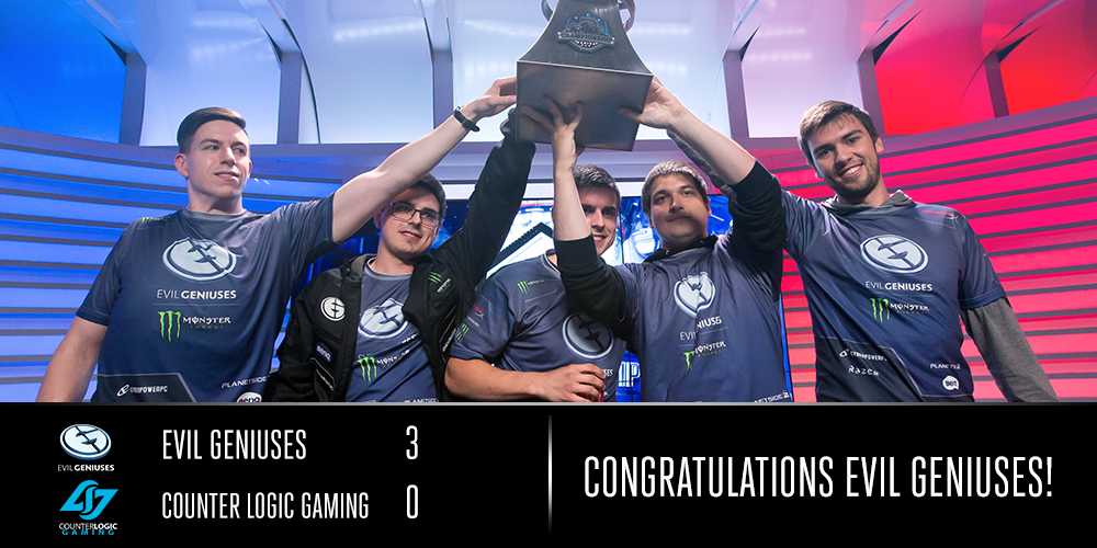 Halo's tweet photo. Congratulations to @EvilGeniuses, the Halo Championship Series Season 2 Champions! #HCS http://t.co/Z70f3JzxIo