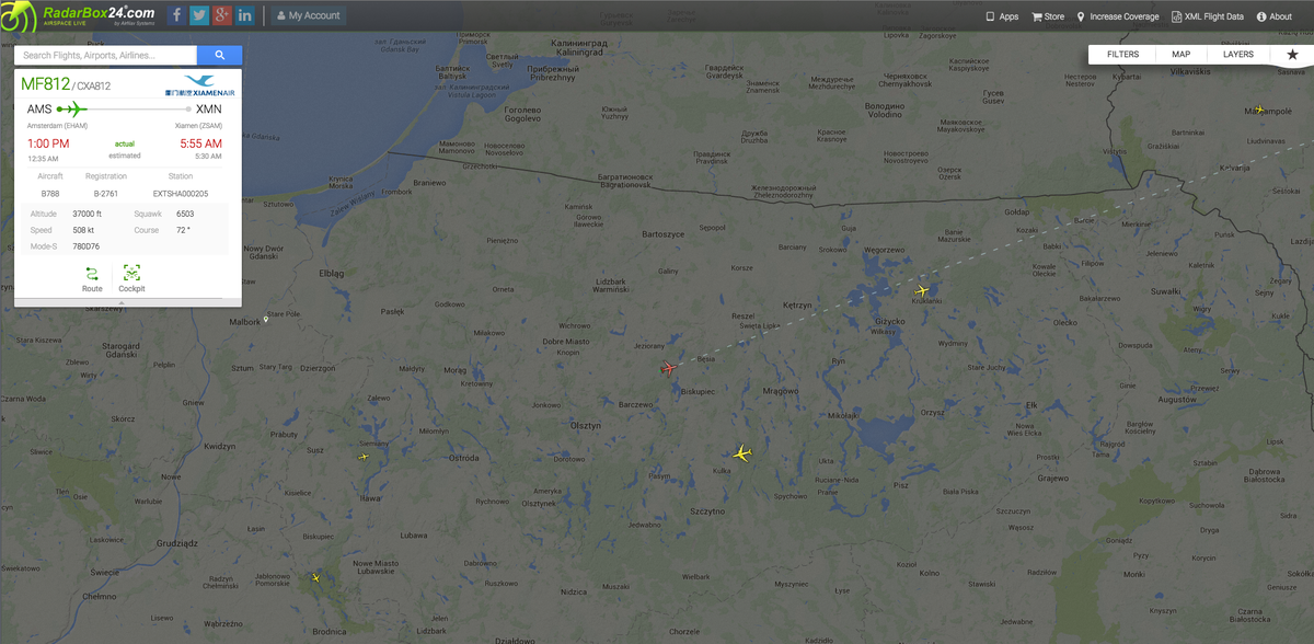 AirNavRadar's tweet photo. First commercial Xiamen Airlines Dreamliner flight #MF812 left Amsterdam
http://t.co/hjSC5Rlowg http://t.co/dWfDzJotpF