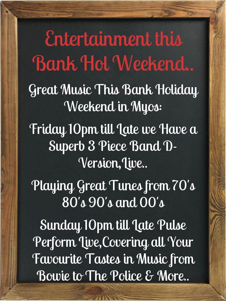 MyosCastleknock's tweet photo. Entertainment this Bank Hol Weekend..

Great Music This Bank Holiday Weekend in Myos:
Friday 10pm till Late… http://t.co/bdzZGLkmt6