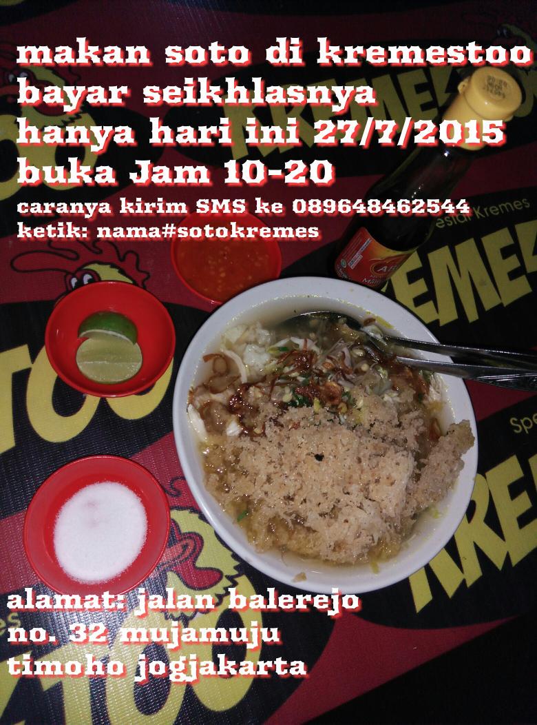 Makan soto di kremestoo bayar seikhlasnya mantap @TDAKampus_Jogja <a href="/JogjaUpdate/">jogjaupdate.com</a> <a href="/jogjakuliner/">jogjakuliner.info</a> <a href="/Jogja24Jam/">Jogja24Jam</a>
