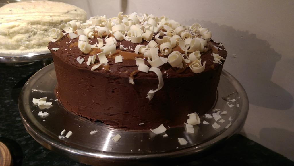 Heidi's stunning Chocolate and Caramel Marble cake! Apparently it looks even better inside... #homebaking #marblecake