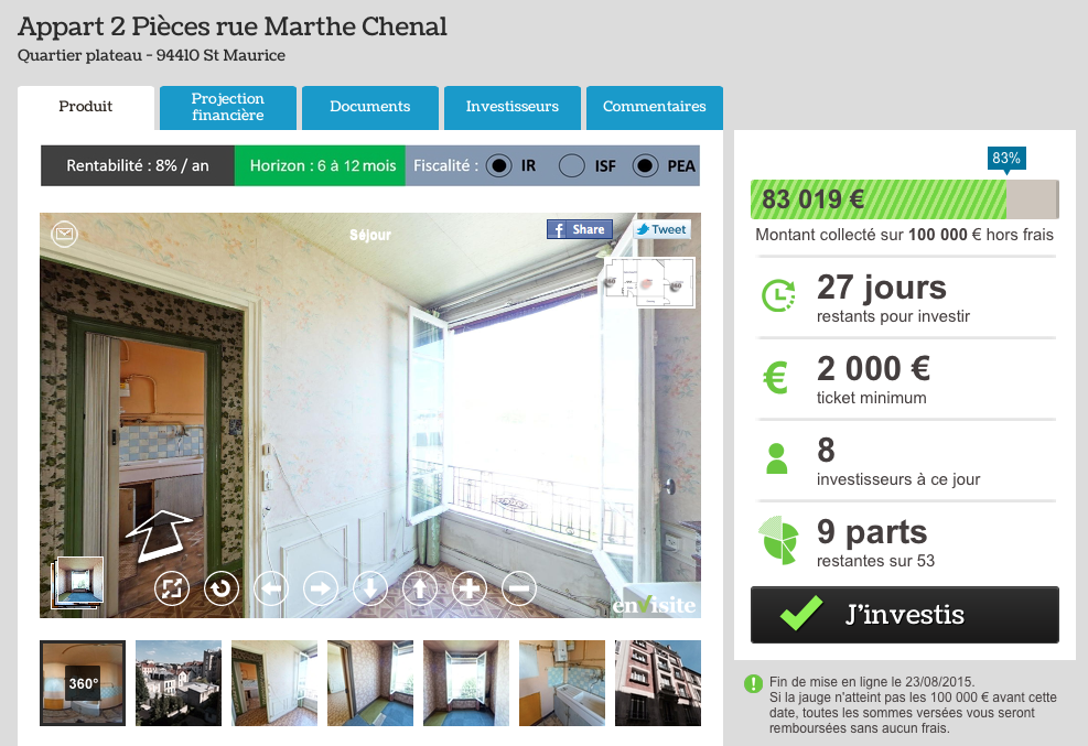 PROPULSS's tweet image. 83% Financés et plus que 9 parts disponibles...
Découvrez un projet d'exception!
bit.ly/1yt6Y3w