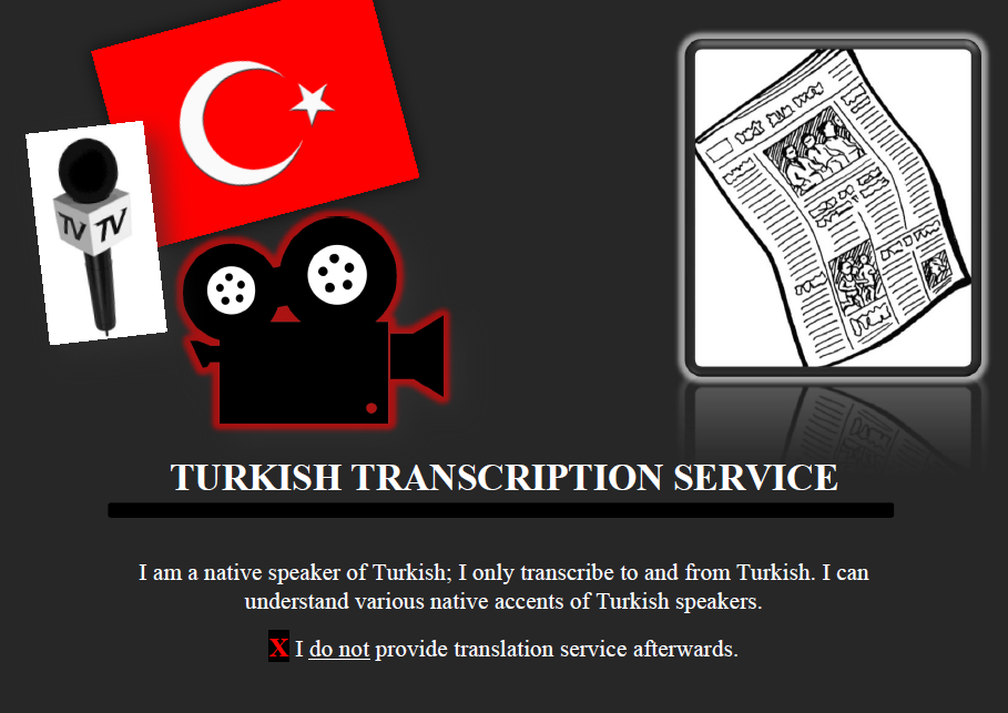 --> #Turkish #Transcription #Service 

#TurkishTranscriptionService

--> Website: turkishtranscription.weebly.com/catalogues.html