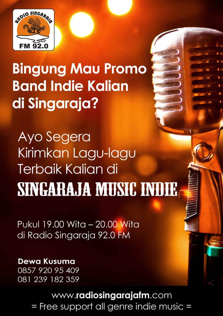 Ayo pecinta musik indie.. ingin band kesayangan kamu makin populer? Yuk promoin Band Indie kamu di <a href="/SingarajaFM/">Singaraja 92.0 FM</a>