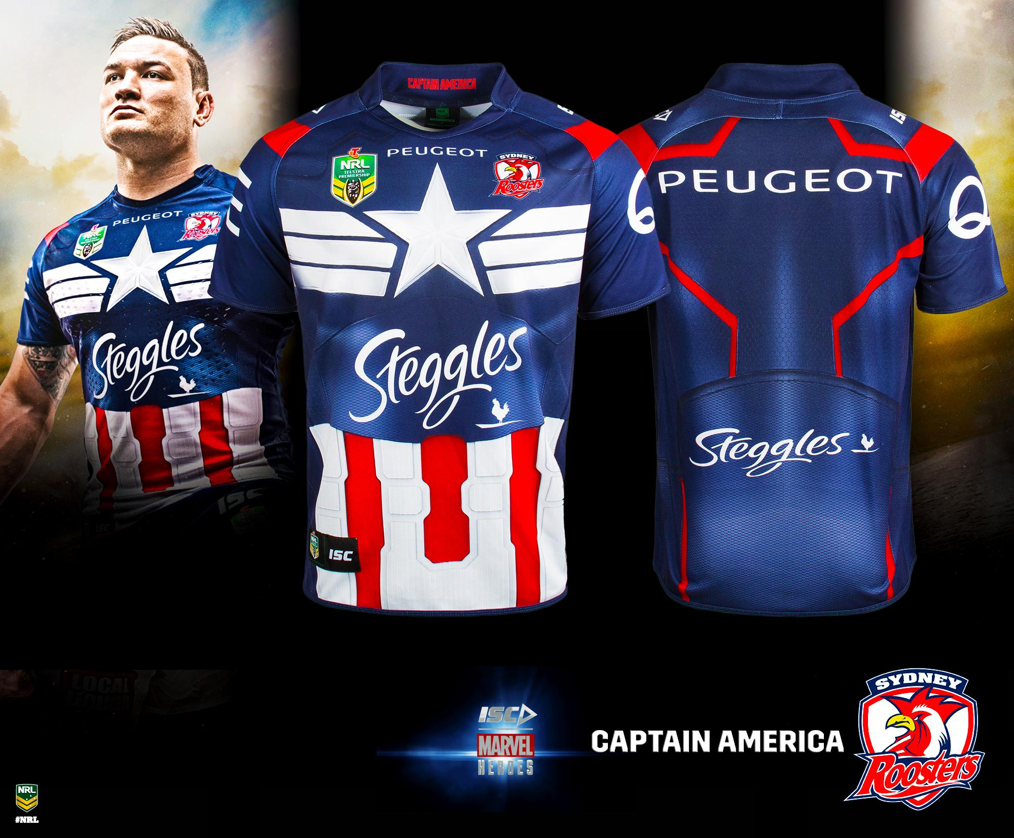 sydney roosters captain america jersey