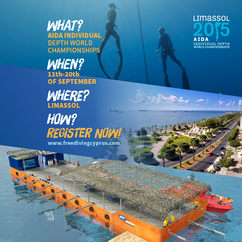 AIDA Individual Depth World Championships Limassol 2015
Join us! 
For more info: freedivingcyprus.com