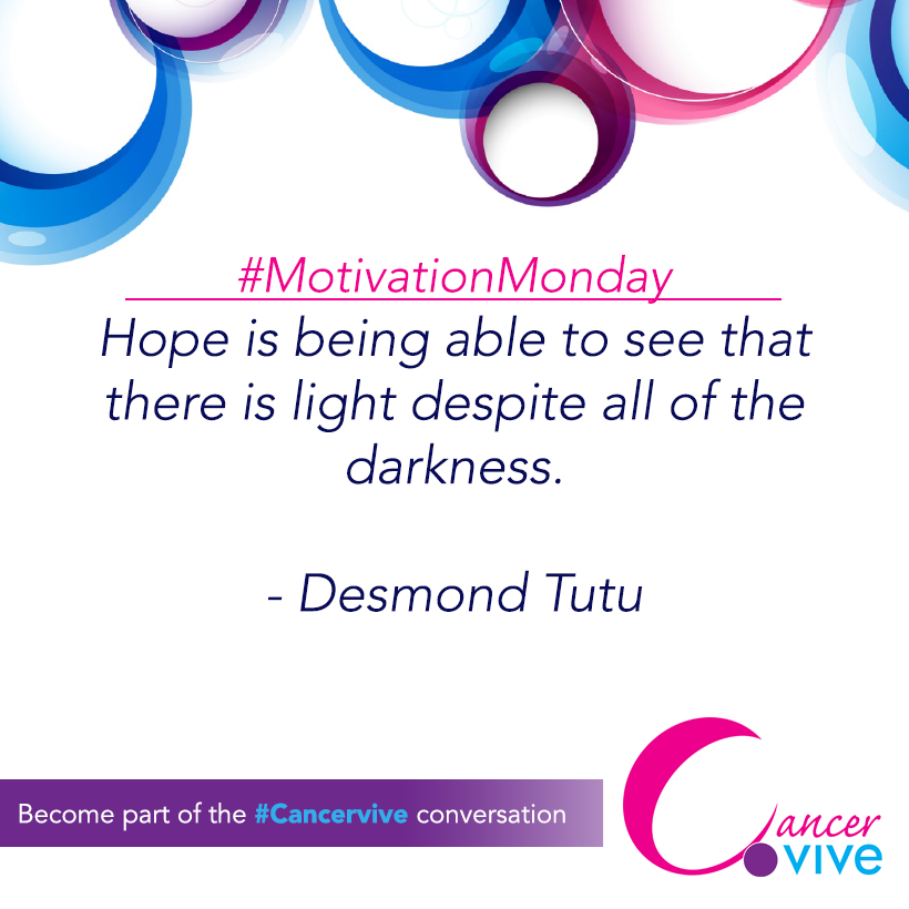 Cancervive_ZA's tweet photo. See beyond all darkness and disbelief, have hope for a better tomorrow! #MotivationMonday #Cancervive @TheDesmondTutu http://t.co/Qp81xPfRTs