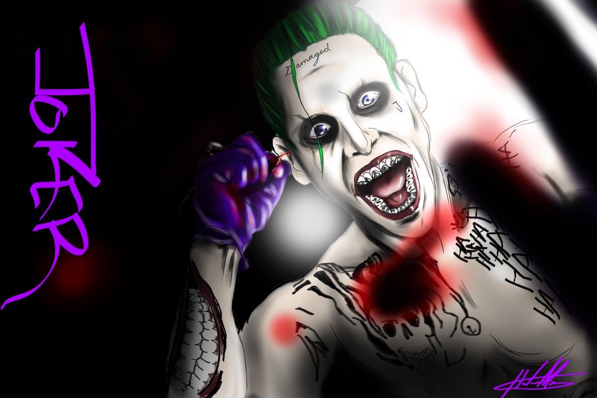 Lestat_7_11_176's tweet image. Gorgeous #arts of @JaredLeto&apos;s #Joker ✏️ 📐 🎨  🃏 😈

(CTTO)