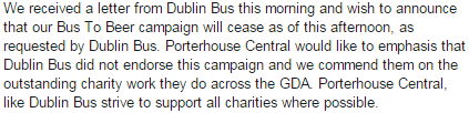 portercentral's tweet photo. Our #BustoBeer campaign will cease as of today. Please see our statement below. http://t.co/eMhTCsX6Zs