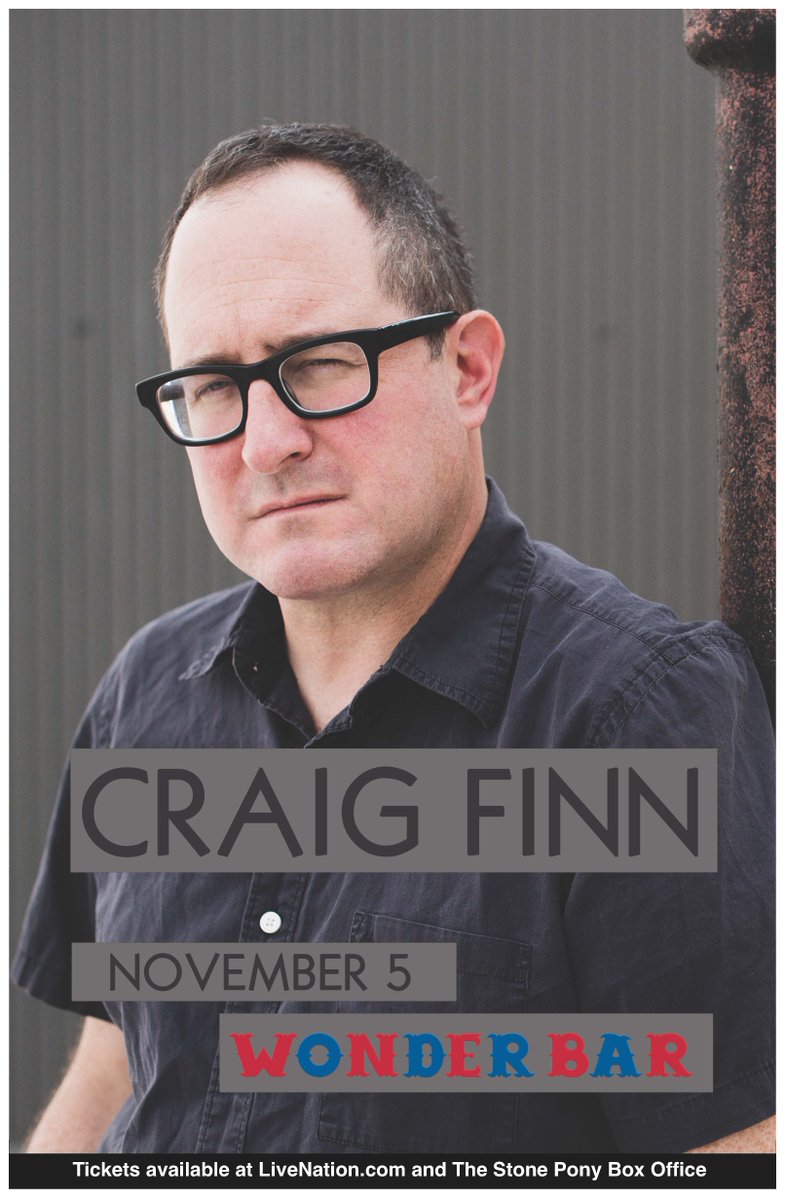 WonderBarAP's tweet image. New show! #CraigFinn of @TheHoldSteady comes to Wonder Bar on 11/5! Tix on sale Fri 7/31 bit.ly/1OKOBw5
