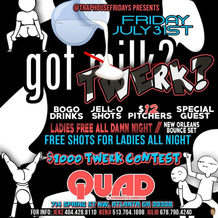 _shegorgeouss's tweet photo. We at #TrapHouseFridays Ladies PARTY &amp; DRINK FREE @ QUAD on Friday! #ThousandDollarTwerkContest http://t.co/ETVSJjrDKG