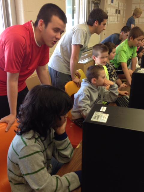 nptmath's tweet image. Bellerose students learn coding w/ HS Computer Science students! Thx to Mr. Frisch/Ms. Milazzo!  #programmingpals