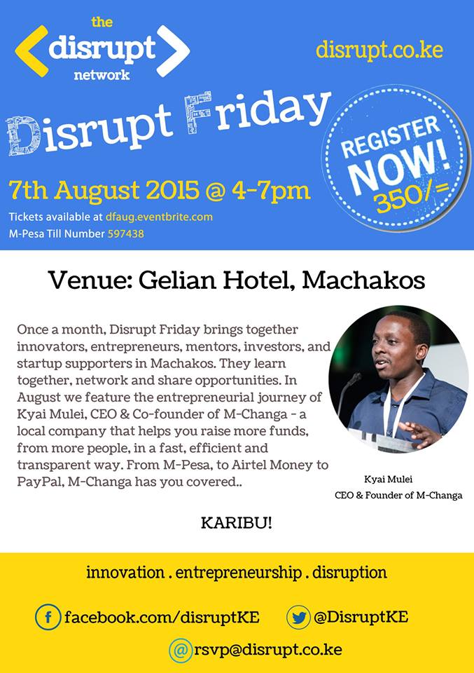 DisruptKE's tweet photo. @MachakosGPS @MachakosCtyNews @HiviSasaMacha welcome to #DisruptFriday http://t.co/qhX0G9LtrN