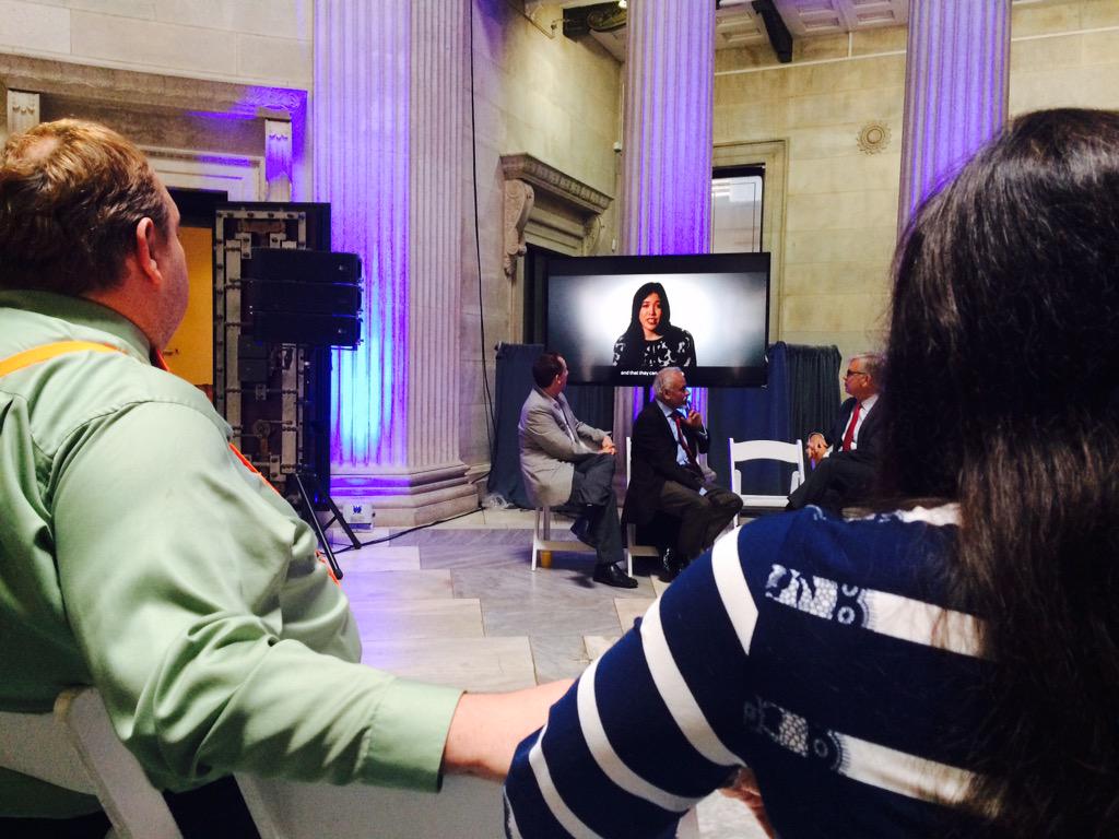 AbilityExchange's tweet photo. #examplar @XianForBeauty83 and Gus holding hands & watching her video at #connectabilitychallenge #disability #tech http://t.co/dllqMekWen