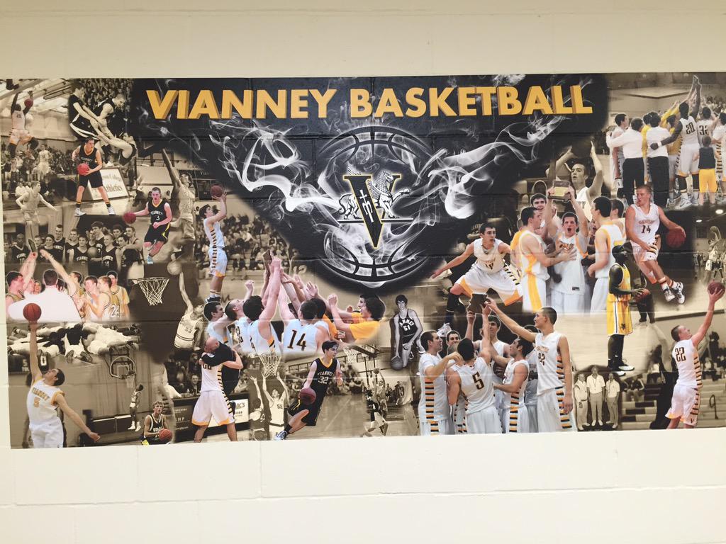 Vianneyhoops's tweet photo. Thanks #AdGraphix for mural. Can u find ur fav @vianneygriffins hoops player past or present? Tweet back ur findings http://t.co/wfb0rGKhtU