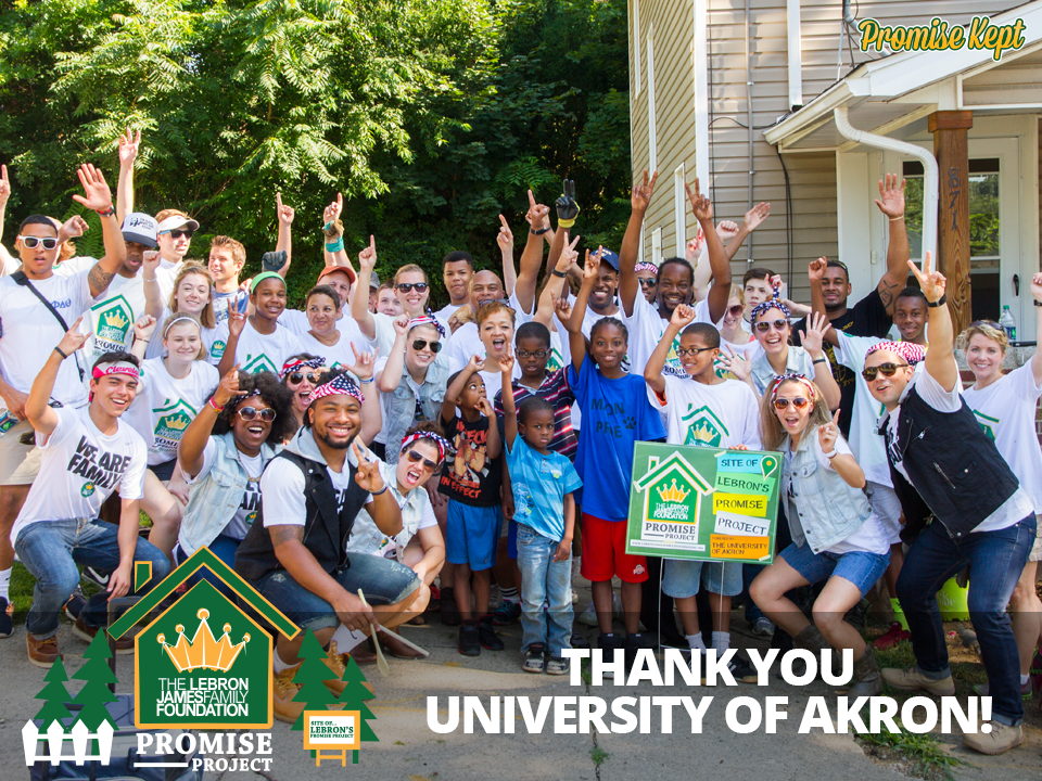 LJFamFoundation's tweet photo. Thank you @uakron for believing in @KingJames’ kids! #GoZips #PROMISEProject2 http://t.co/wwkFRhBCz7