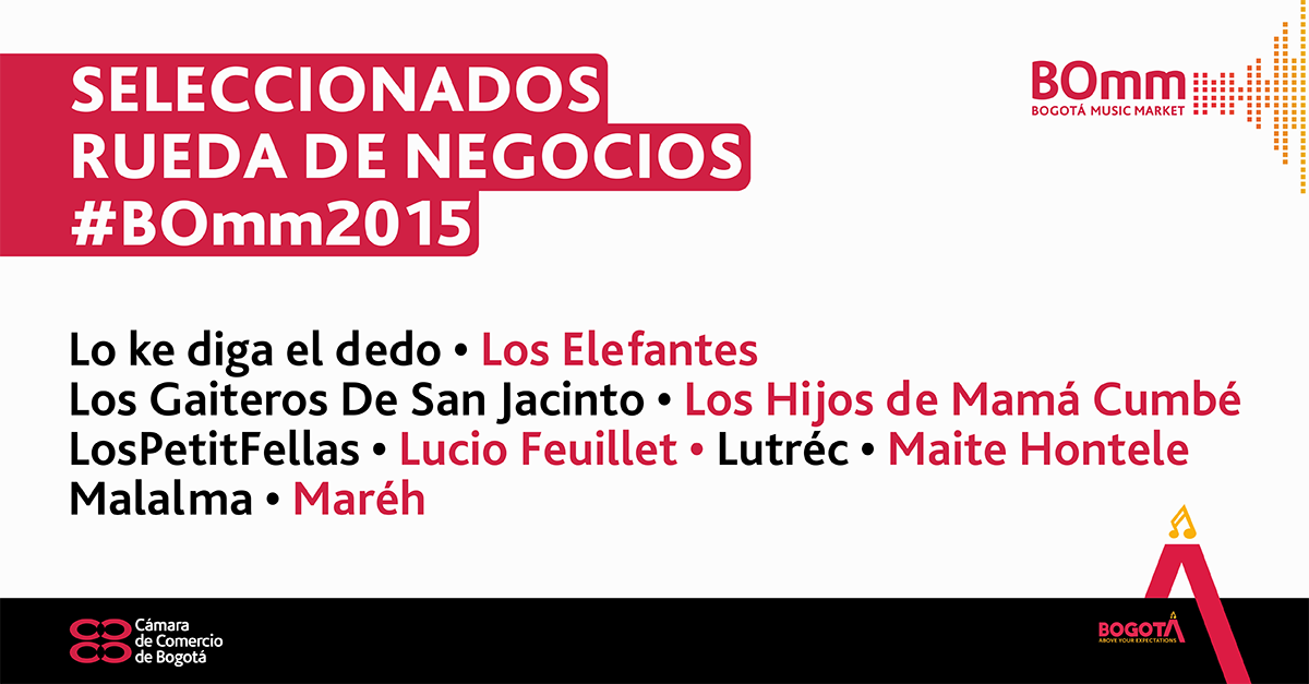 BOmm_Bogota's tweet photo. La espera terminó. Estos son algunos de los artistas seleccionados para la Rueda de Negocios del #BOmm2015. http://t.co/DvihnxfKVr