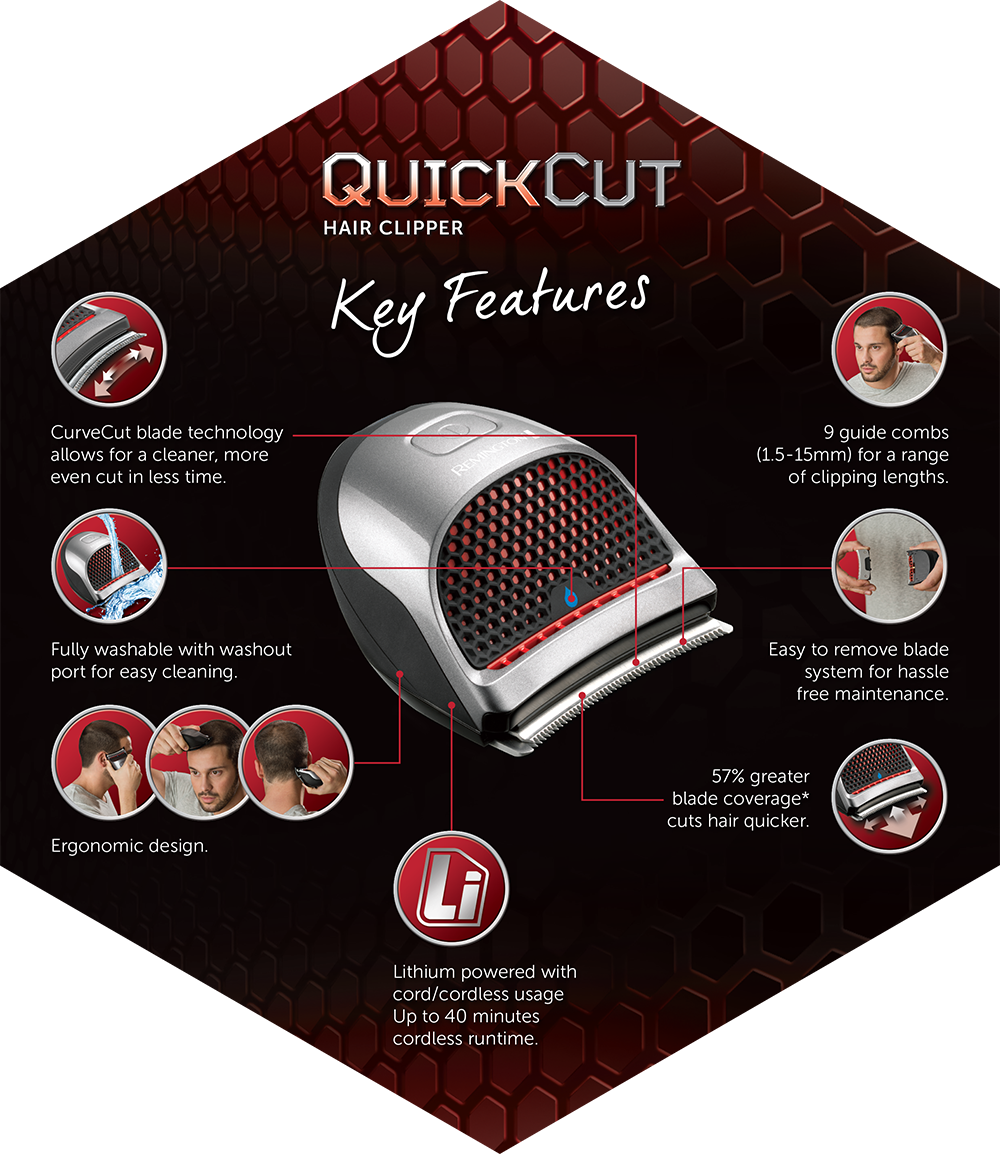 remington quick cut hair clippers with 9 comb lengths