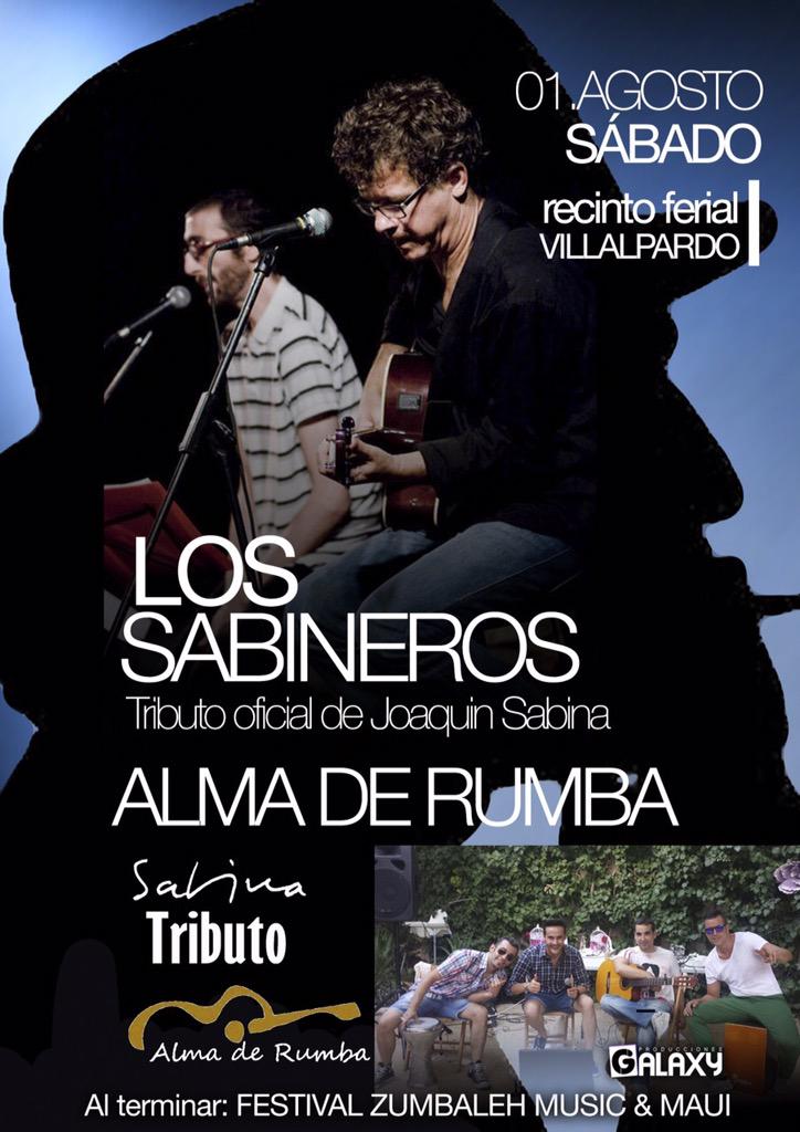 Sábado 1 de Agosto #fiestasvillalpardo2015 <a href="/LosSabineros/">Flaco Rodríguez, Cantante de los Sabineros.</a> <a href="/Almaderumba/">Alma de rumba</a> os esperamos!!!