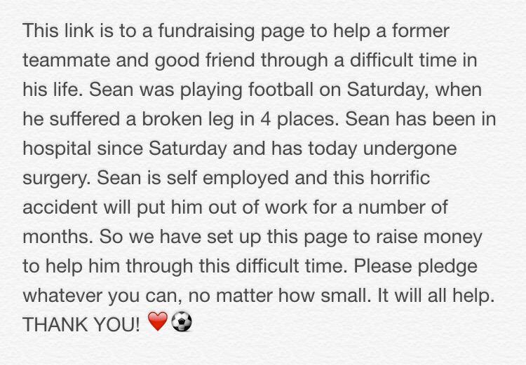 TheBootShelter's tweet photo. Please take a moment to read &amp; support one of my best pals Sean 🙏🏼⚽️

https://t.co/7nUTivgrxK http://t.co/XEZhcxXUV4 http://t.co/IugDR942RX