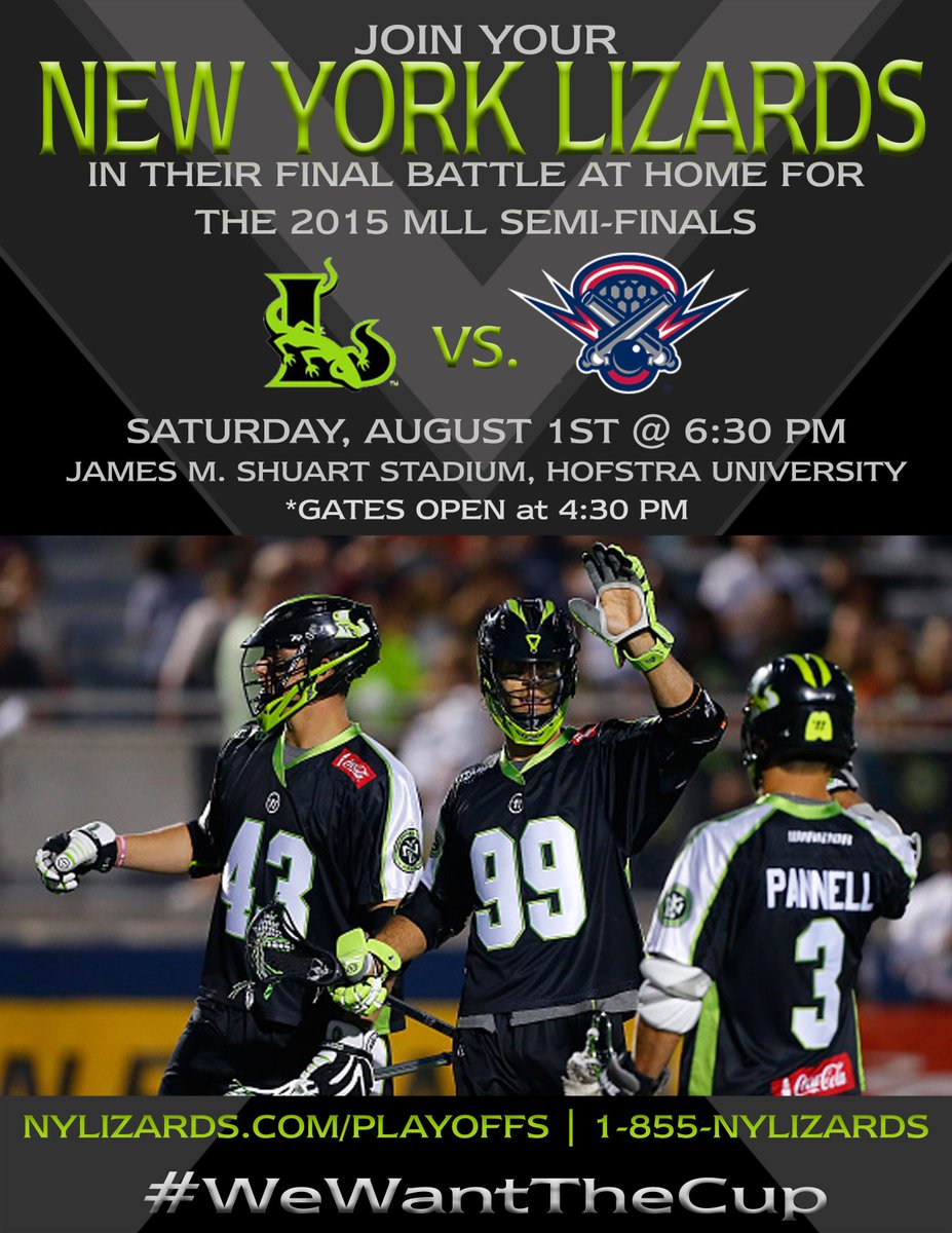 Jeldeiry85's tweet photo. #NewYorkLizards are hosting their 1st ever playoff game on August 1st! http://t.co/BX1829FQcH