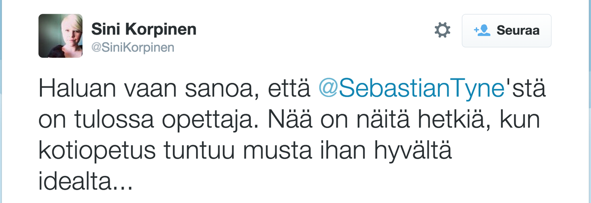SebastianTyne's tweet photo. Tämä Sini purki ennakkoluuloja #koffgate:n aikaan. Nyt rakentaa niitä. Tervetuloa seuraamaan, kun opetan mamuja <3 http://t.co/mTpmXTETbm